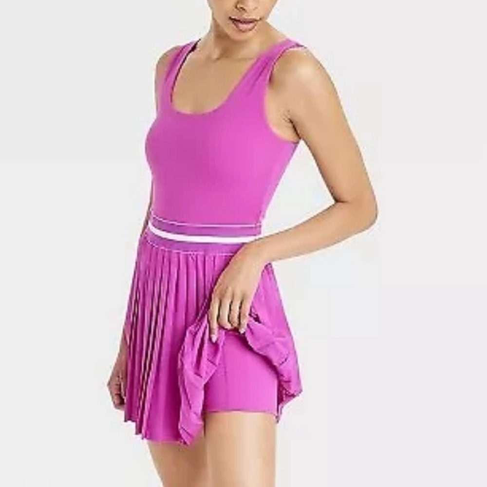 All in Motion Magenta Activewear pleated skirt tank dress